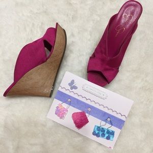 Pink Jessica Simpson Corey canvas cork wedge